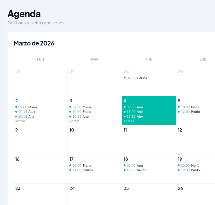 Agenda de citas en Viserene