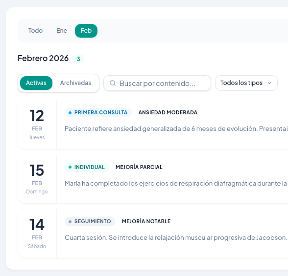 Notas cl&iacute;nicas en Viserene